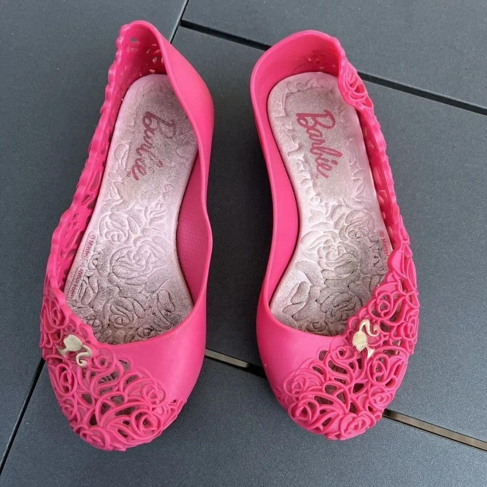 Grendene Kids Barbie Floral Pink Slip On Jelly Flats Shoes Toddler Girls Size 9